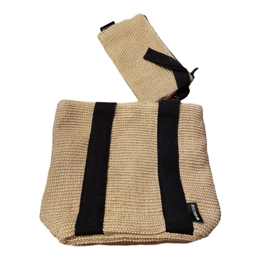 Wacoal Beige and Black Woven Shoulder Bag